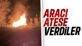 Akyazı'da korku dolu anlar; Aracı ateşe verdiler