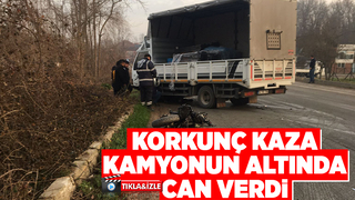 Akyazı'da motosikletli kamyonun altında can verdi