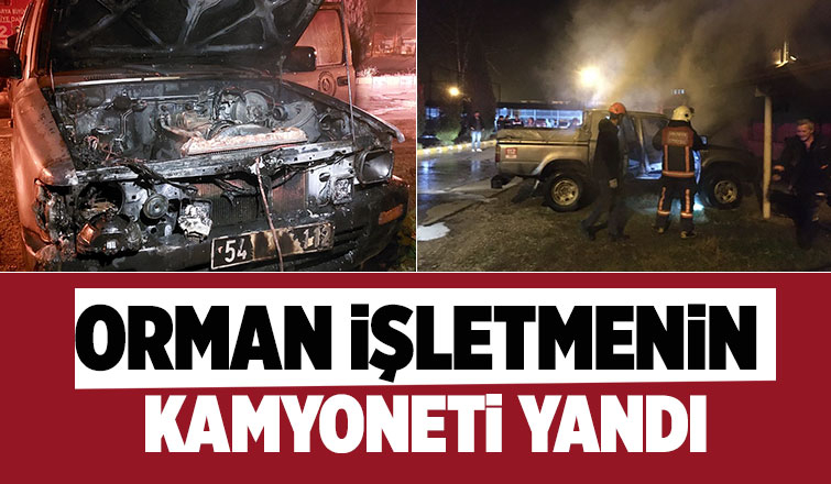 Akyazı'da orman işletmenin kamyonetinde yangın