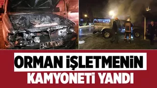 Akyazı'da orman işletmenin kamyonetinde yangın