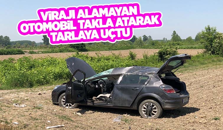 Akyazı'da Otomobil Takla Attı