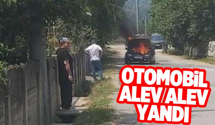Akyazı'da otomobil yandı