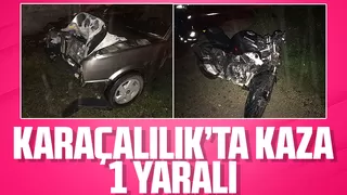 Akyazı'da otomobile çarpışan motosiklet sürücü yaralandı