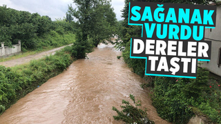 Akyazı'da dereler taştı