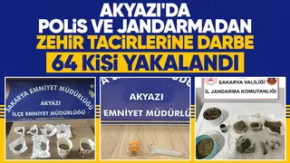 Akyazı'da uyuşturucu operasyonları: 64 kişi yakalandı