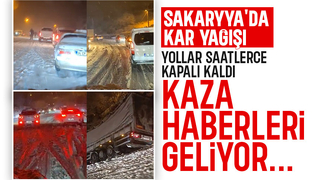Sakarya'da yoğun kar yağışı, pek çok saatlerdir kapalı