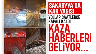 Akyazı'da yoğun kar yağışı, pek çok saatlerdir kapalı