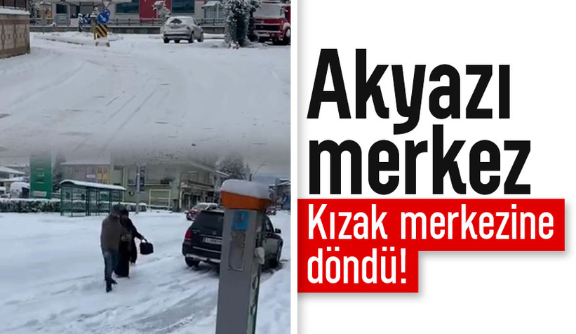 Akyazı ilçe merkezinde kızak merkezini aratmayan görüntüler
