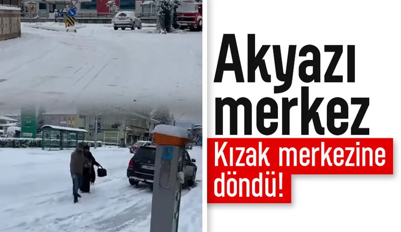 Akyazı ilçe merkezinde kızak merkezini aratmayan görüntüler