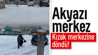 Akyazı ilçe merkezinde kızak merkezini aratmayan görüntüler