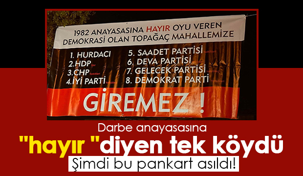 Akyazı Topağaç'a asılan pankart gündem oldu