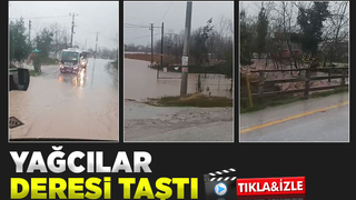 Akyazıda dere taştı yollar suyla doldu