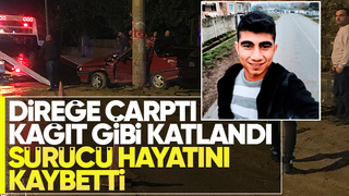 Akyazıda feci kaza direğe çarptı