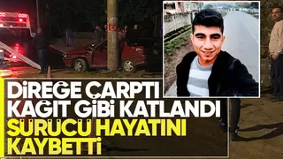 Akyazıda feci kaza direğe çarptı