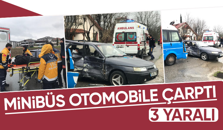 Akyazıda kaza 3 yaralı