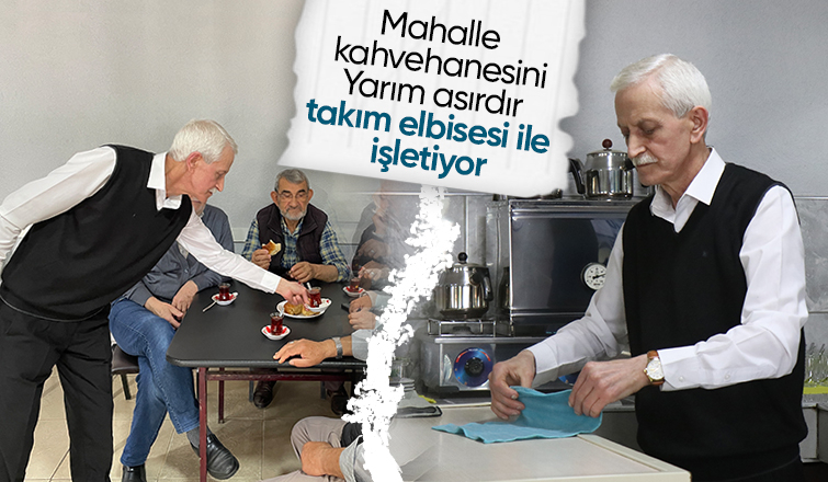 Akyazılı kahveci yarım asırdır takım elbise ile işini yapıyor