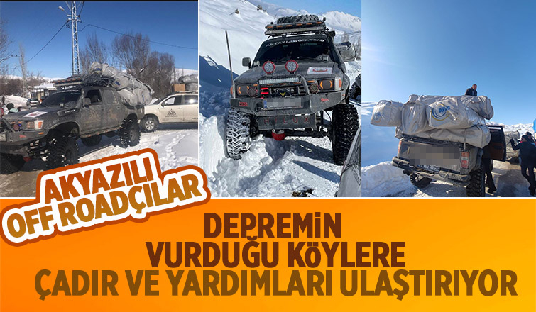 Akyazılı Off Roadçılar çadırları depremzedelere ulaştırıyor