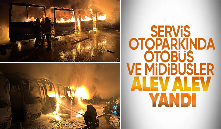 Alev alev yanan 15 araçtan geriye iskeletleri kaldı