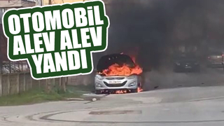 Alev alev yanan otomobil kullanılamaz hale geldi