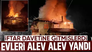 Alev topuna dönen ev tamamen yandı
