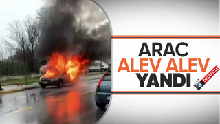 Alevlere teslim olan araçtan geriye demir yığını kaldı