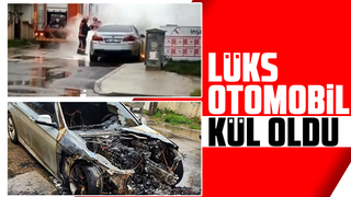 Alevlere teslim olan lüks otomobil kül oldu!