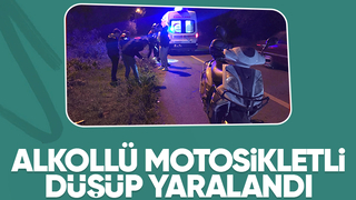 Alkollü motosikletli kaza yaptı