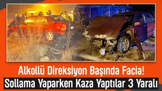 Alkollü Sollama Dehşeti: Otomobil Duvara Çarptı, 3 Yaralı