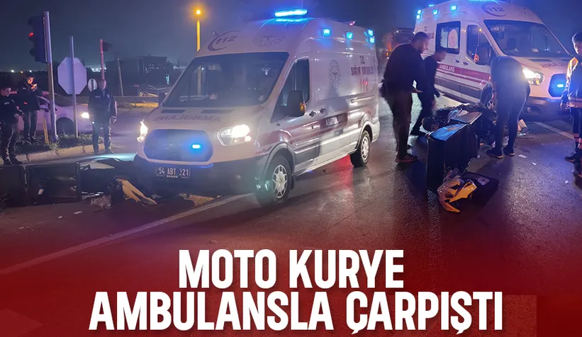 Ambulans ile moto kurye çarpıştı