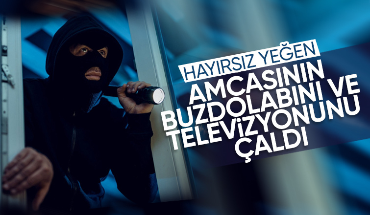 Amcasının bungalovundan buzdolabı ve televizyon çaldı