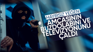 Amcasının bungalovundan buzdolabı ve televizyon çaldı