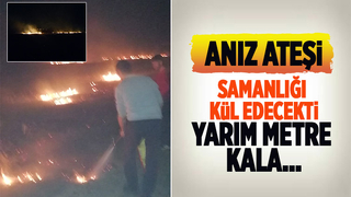 Anız ateşi samanlığı kül ediyordu