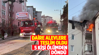 Apartman dairesi alev alev yandı
