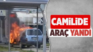 Araç alev alev yandı