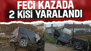 Araç bahçe duvarına çarptı: 2 yaralı