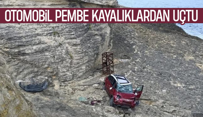 Araç pembe kayalıklardan uçtu