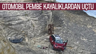 Araç pembe kayalıklardan uçtu