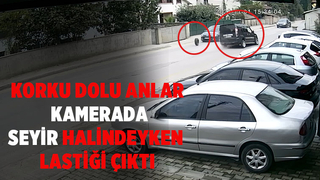 Aracın çıkan lastiği otomobile çarptı; İşte o anlar