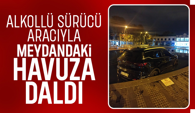 Araçla süs havuzuna girdi, navigasyonu suçladı