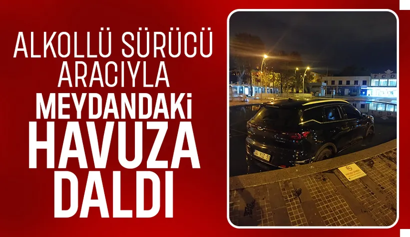 Araçla süs havuzuna girdi, navigasyonu suçladı