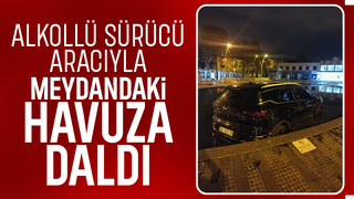 Araçla süs havuzuna girdi, navigasyonu suçladı