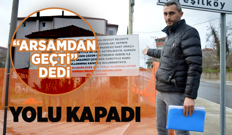 Arsasından geçirilen asfalt yolu duba ve filelerle kapattı