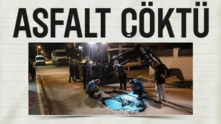 Asfalt yolda çökme meydana geldi