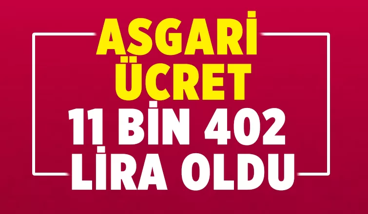 Asgari ücret yüzde 34 zamla 11 bin 402 lira oldu