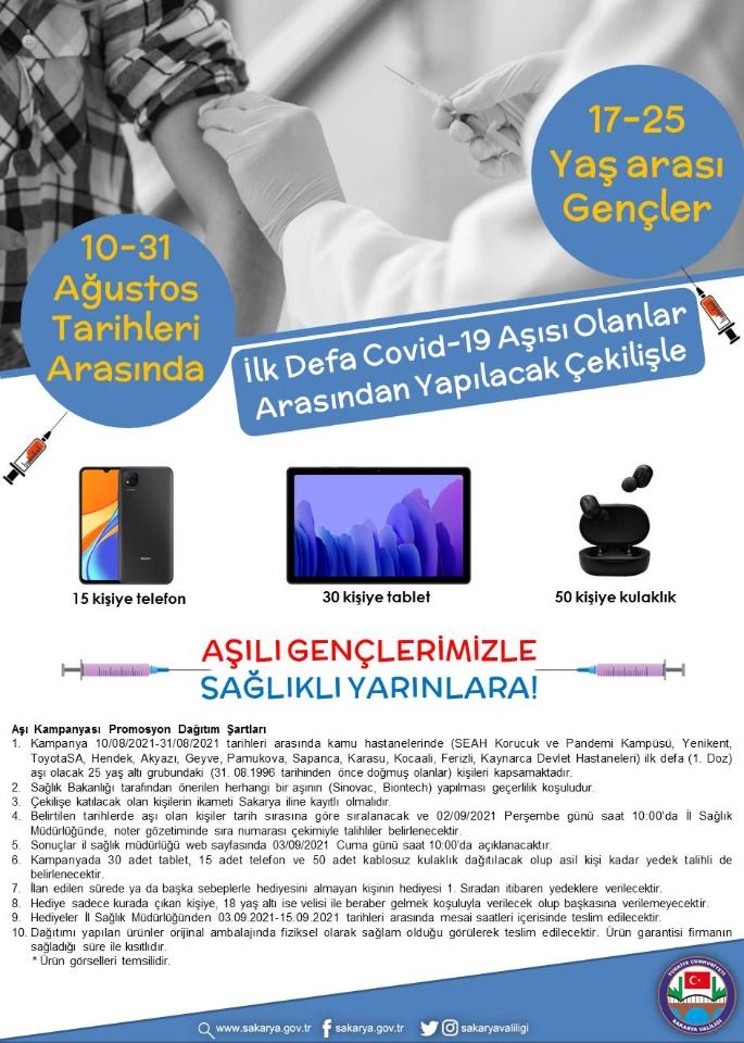 Aşı olan gençlere akıllı telefon, tablet, kulaklık hediye