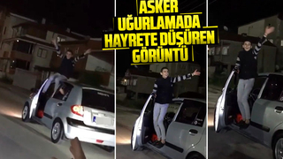 Asker uğurlamada hayrete düşüren görüntü