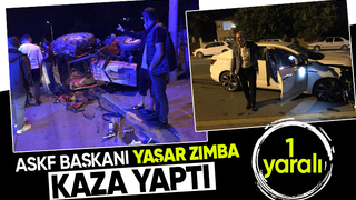 ASKF Başkanının kullandığı otomobil traktörle çarpıştı 1 yaralı