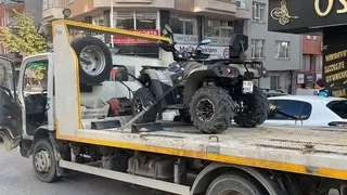 ATV ile emniyetin önünde drift attı: 20 bin lira ceza yedi