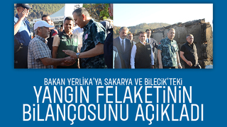 Bakan Yerlikaya orman yangınından zarar gören köylerde inceleme yaptı