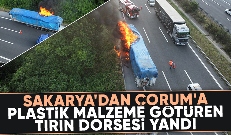 Balatalar tutuştu, tırın dorsesi yandı